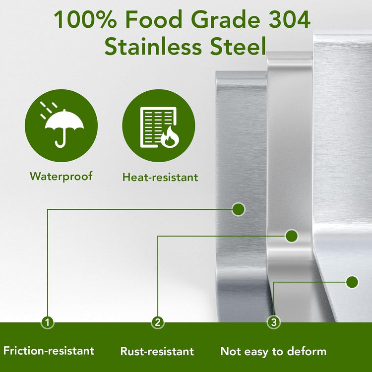 Food Grade 304 Stainless Steel BBQ Grill Table fits Tabletop Griddle, Outdoor Grill Table with 4 Foldable Legs, Portable Grill Stand for RV, Camping, Tailgating