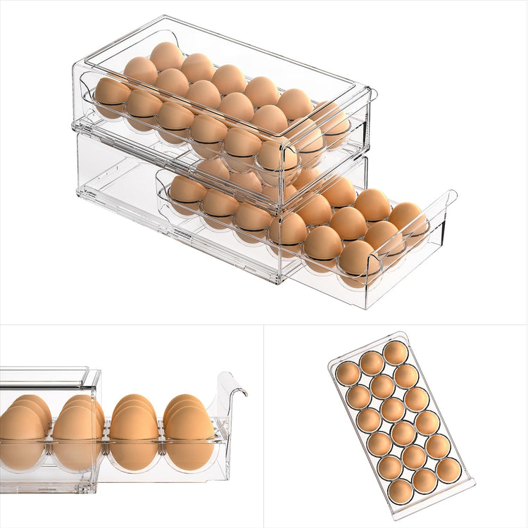 Egg Container for Refrigerator BPA Free Refrigerator Organizer Bins