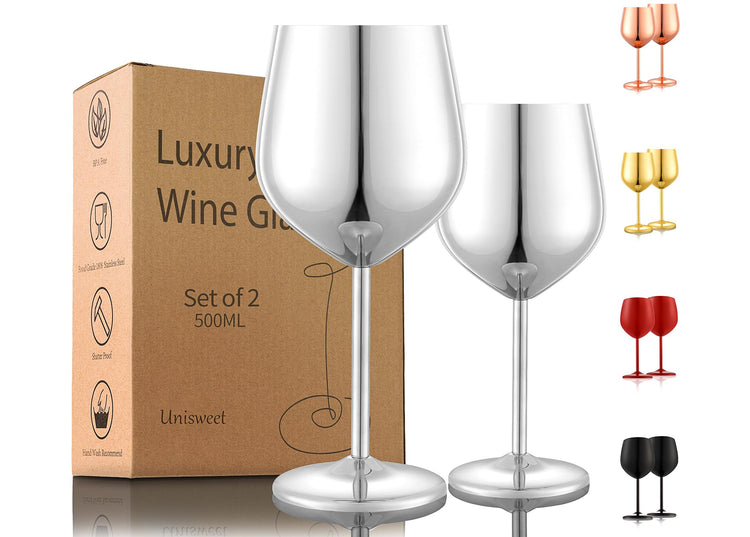 Unbreakable Stainless Steel Wine Glasses Set of 2 (2 Count)
