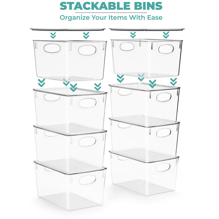 Large Clear Plastic Storage Bins with Lids (8 Count)