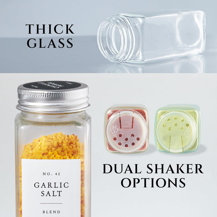 Thick Glass Spice Jars With Labels (24 Count)