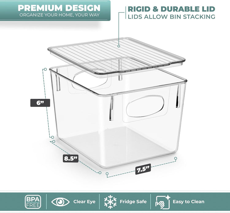 Sorbus Medium Clear Plastic Storage Bins with Lids, Clear Stackable Storage Bins, Clear Toy Storage Bins, Clothes, Medicine, Makeup, Closet, Art Supply, Bathroom, Shoe, Toy Storage Organizer (4 Pack)