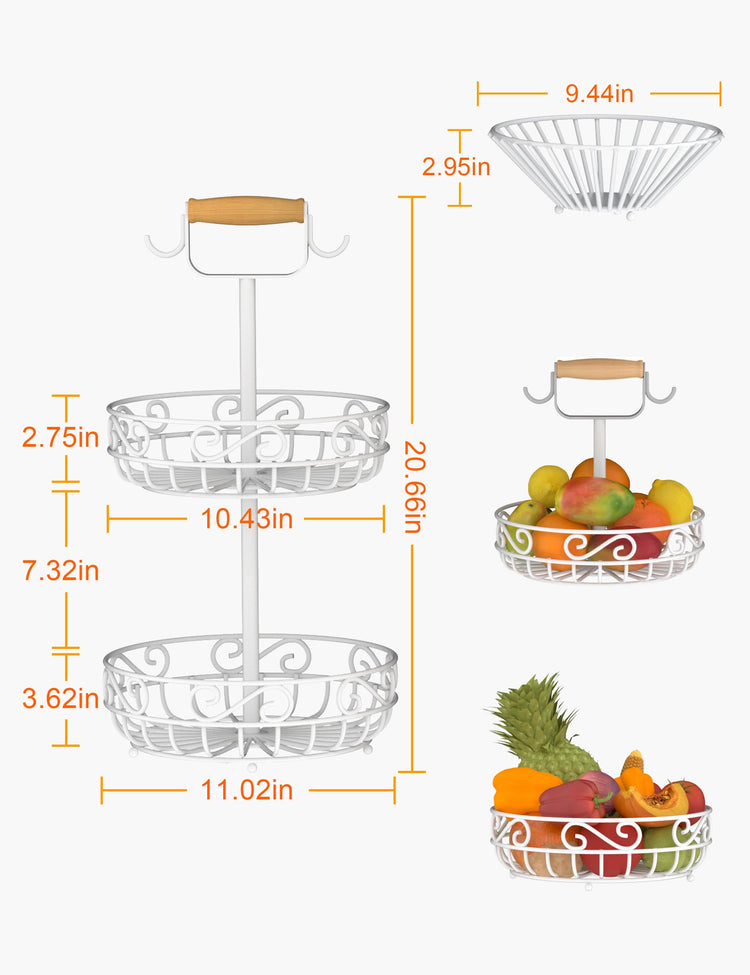 2 Tier 𝐅𝐫𝐮𝐢𝐭 𝐁𝐚𝐬𝐤𝐞𝐭 and Fruit Bowl (2 Count)