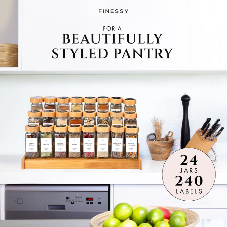 Glass Spice Jars With Bamboo Lids (24 Count)