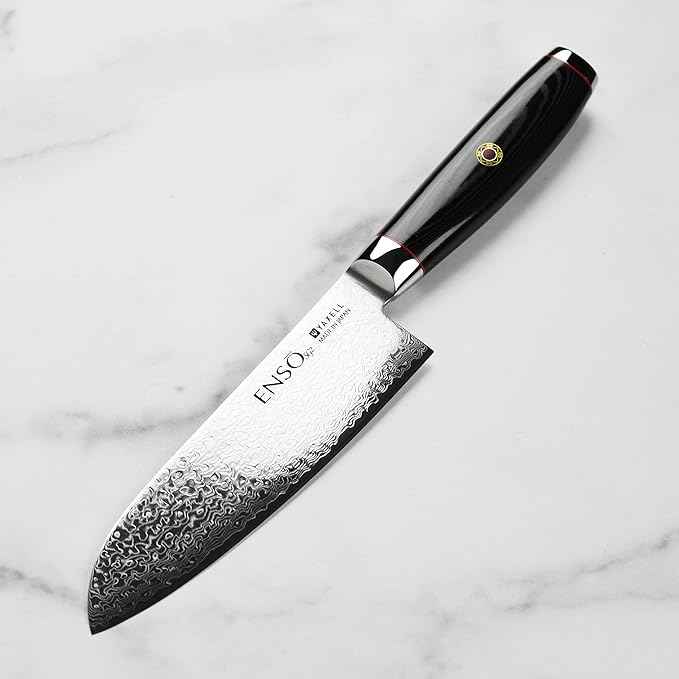Enso SG2 Santoku Knife - Made in Japan - 101 Layer Stainless Damascus, 6.5"