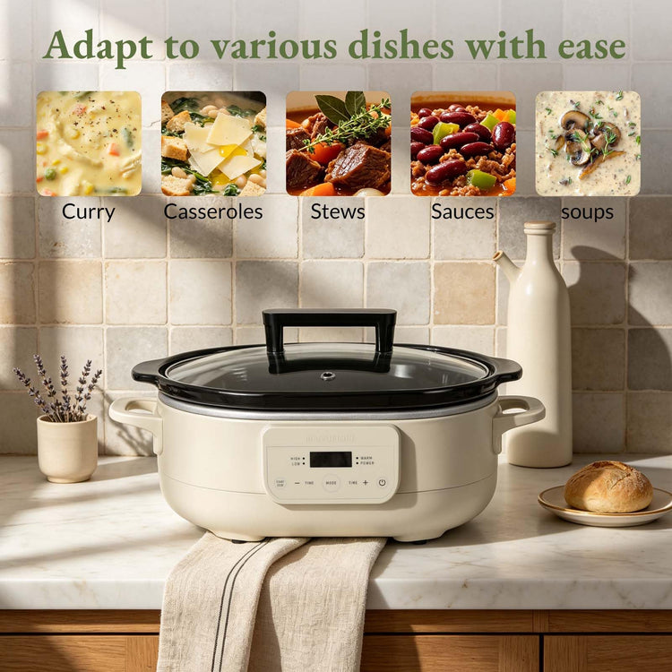 MAGNIFIQUE 6 Quart Programmable Slow Cooker Removable Healthy Nonstick Pot