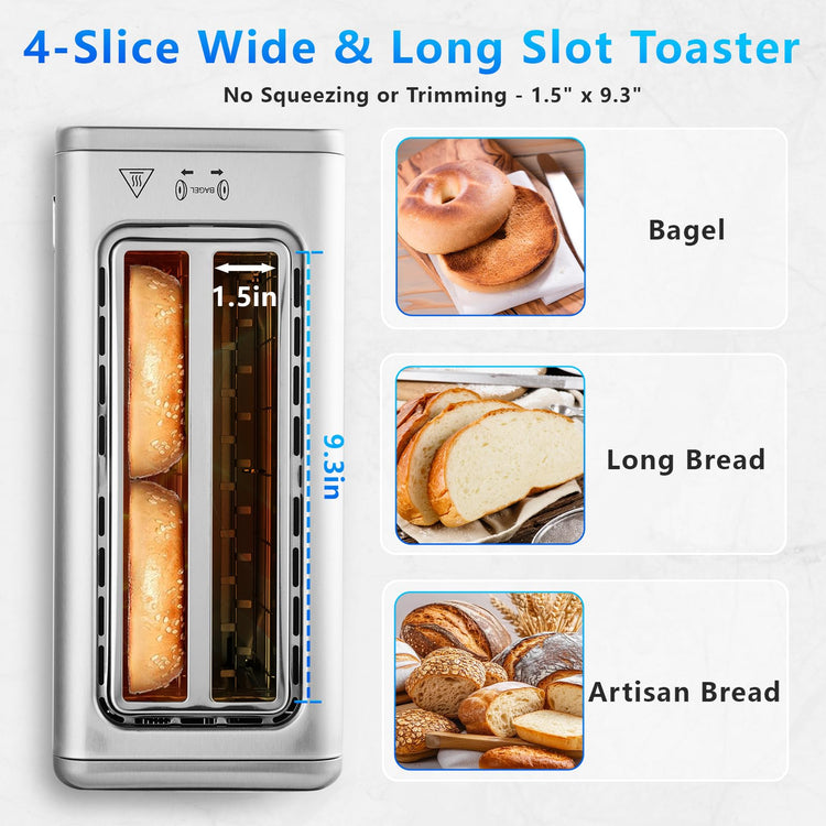 4 Slice Long Slot Touch Screen Toaster