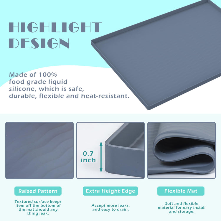Waterproof Silicone Under Sink Mat 19'' x 12'' Shelf Liner for Kitchen and Bathroom