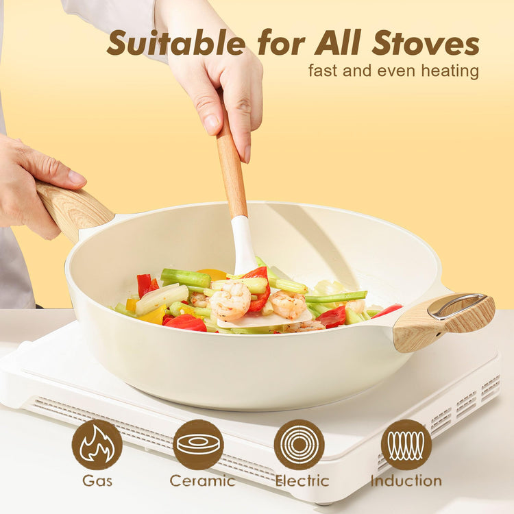 Ceramic Nonstick Frying Pan Skillet with Lid