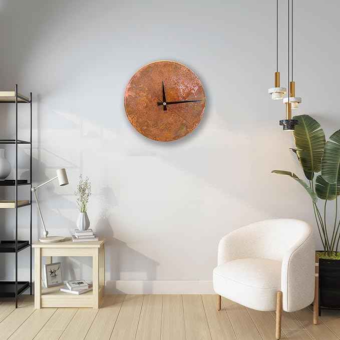 Handmade Copper Wall Clock Artisan Touch in Every Piece - Tree of Time Wall Decor Copper Clock for Living Room, Office, Kitchen & Bedroom (Rusty Clock, 11)