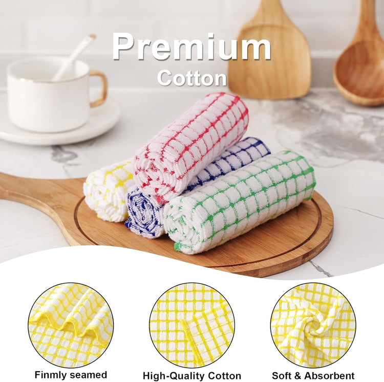 Kitinjoy Cotton 6 Pack Terry Kitchen Towels, 16 x 25 Inches Super Soft and Absorbent Dish Towels, Quick Drying Hand Towels for Kitchen Drying, Yellow - Nestoria