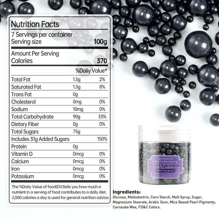 Edible Black Sugar Sprinkles (4.5 Ounce)