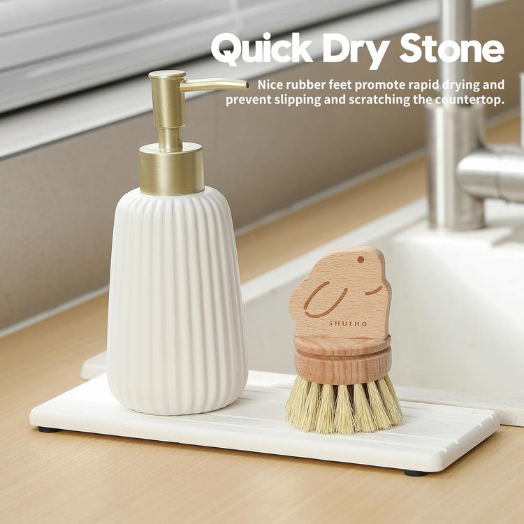 2PCS Diatomite Quick Stone Drying Tray Mat for Bathroom & Kitchen Counter (2 Count)