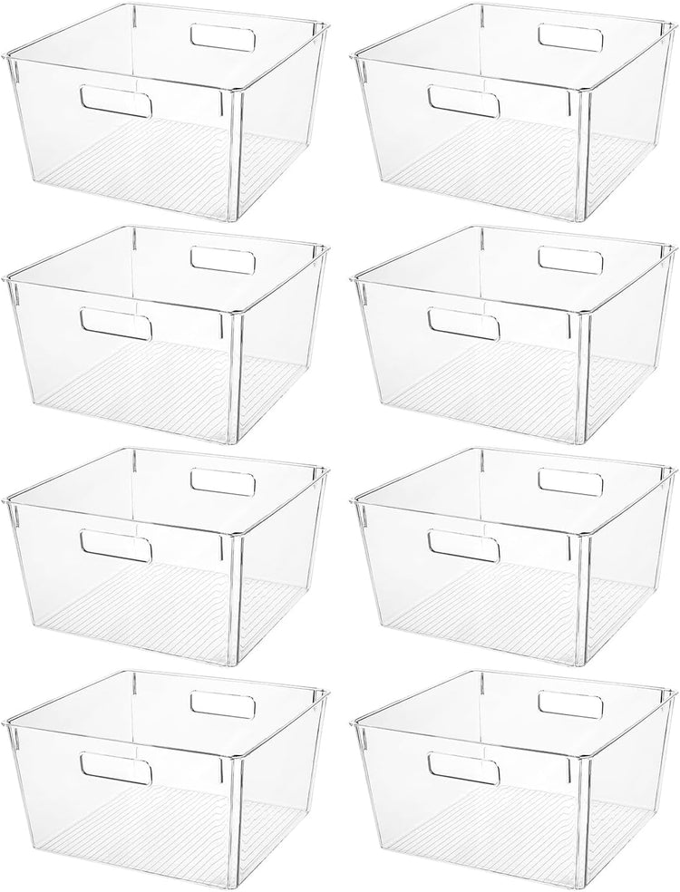 Clear Extra Large Plastic Storage Bins, Perfect for Pantry Organizers and Storage Containers Fridge Organizer Plastic Bins Kitchen Organizer Bin for Organizing Under Sink Refrigerator Organization