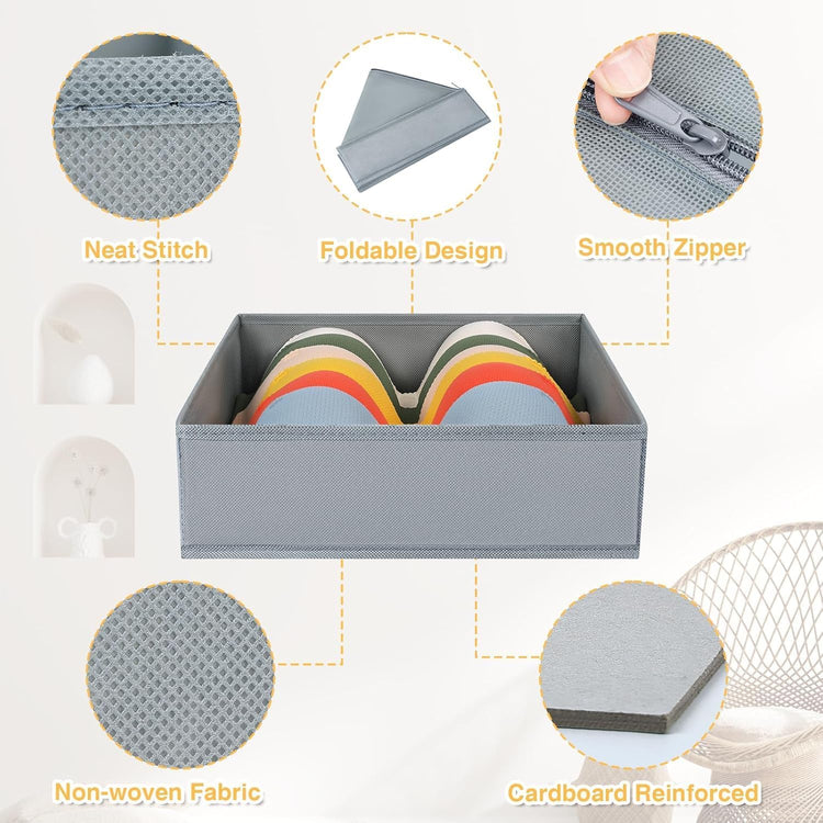 DIMJ Drawer Organizer Clothes 18 Pack - Foldable Baby Organizers and Storage & Dresser Organizer for Bedroom, Closet - Nursery Organization Dresser Dividers for underwear, Sock,Bra, Belt, Tie, Gray