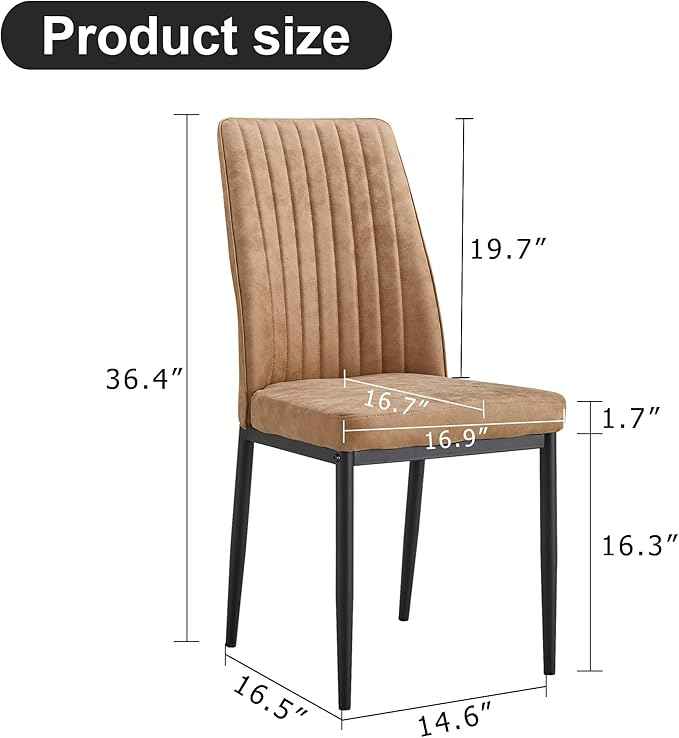 Modern Dining Chairs Set of 8 Kitchen Chairs Set Leathaire Fabric Chair with Metal Leg High Back Upholstered Chair for Dinner Room, Waiting Room(Set of 8, Brown Chair), Onesize