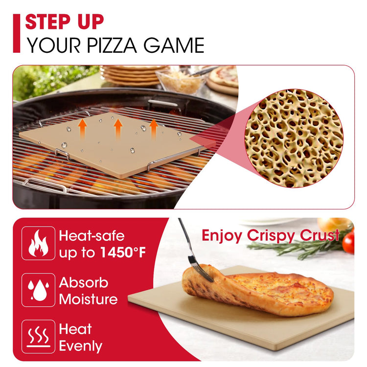 15 x 12 Inch Pizza Stone for Oven and Grill