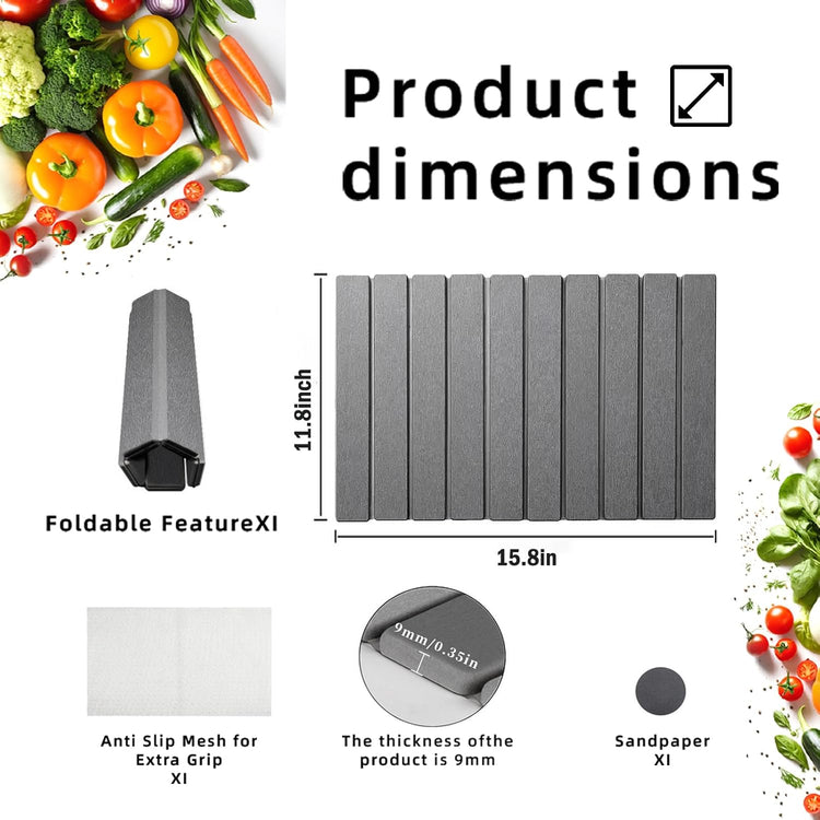 Stone Drying Mat for Kitchen Counter, Collapsible Dish Drying Mat, Fast Drying Diatomaceous Earth Dish Drying Mats, Water Absorbent Diatomite Kitchen Mat (Dark gray, small size)