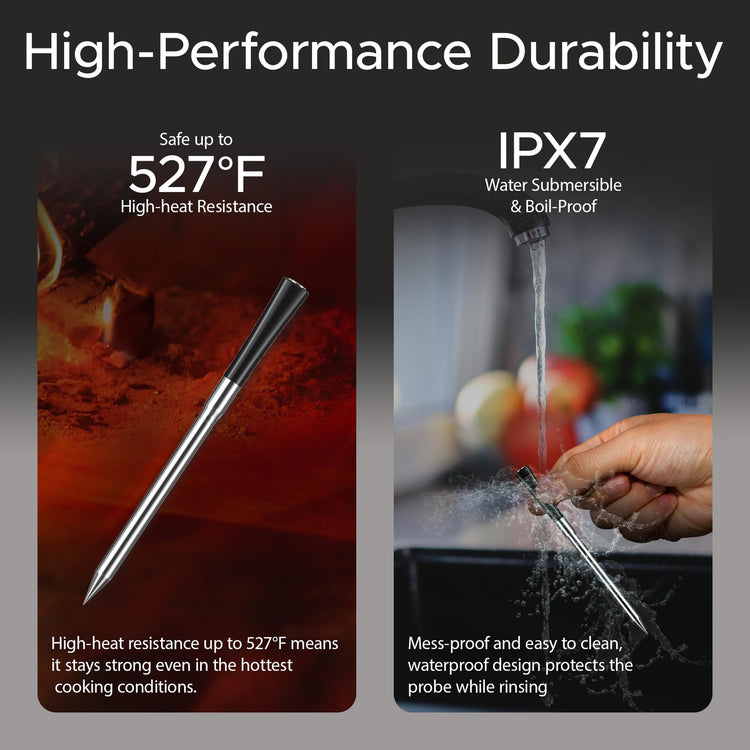 750ft Wireless Meat Thermometer Long Range for Smoker