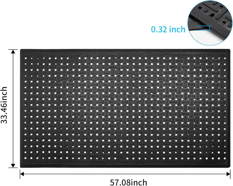 Rubber Non-Slip Waterproof Floor Mat Heavy Duty Anti-Fatigue Mats 33"x57" for Wet or Snow Deck, Restaurant Bar Kitchen Yard Boat