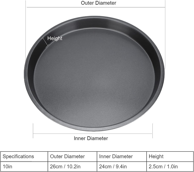 2Pcs Pizza Pan, 6in/9in/10in/12in Deep Dish Round Pizza Pan for Oven, Non Stick Thickened Carbon Steel Baking Pan for Home Kitchen, Dishwasher Safe(10in)