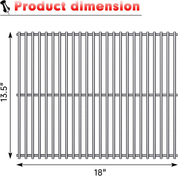 BBQ Grill Grates Replacement for Cuisinart Gas Grill CGG-200, CGG-220, CGG-240, Stainless Steel Cooking Grate Grids Gas Grill Parts Accessories 18 Inch for All Foods Portable Gas Grillls