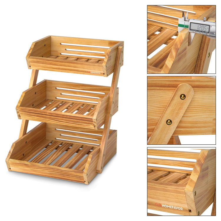 Wooden 3 Tier Fruit Basket