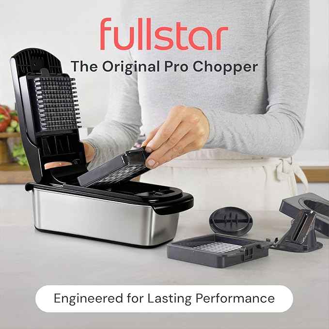 Fullstar The Original Pro Chopper - Vegetable Chopper and Spiralizer, Food Chopper with Container, Fruit Slicer, Kitchen Gadgets & Accessories, Home Essentials (4 in 1, Stainless Steel)