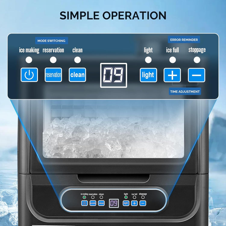 ROVSUN 70LBS/24H Countertop Ice Maker with 2 Water Inlets & Appointment Function, Freestanding Ice Machine with 11lbs Storage Bin, Ice Scoop, Drain Pipe & Water Filter (Black)