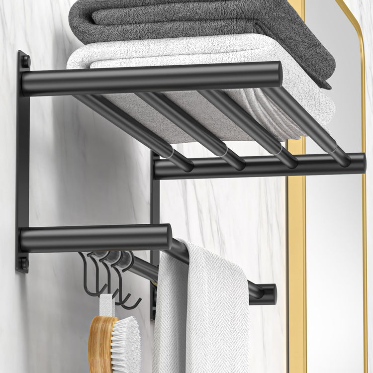 Black Adjustable Black Towel Bar for Bathroom Wall Mount17