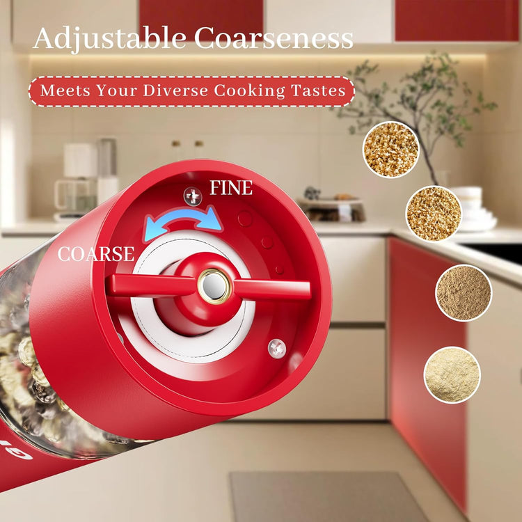 Electric Salt and Pepper Grinder Set, USB Rechargeable Adjustable Coarseness Automatic Salt Pepper Mill Shakers/Grinder Kitchen Spice Mill for Outdoor, Home Chefs Idea for New House Warming Gifts 
