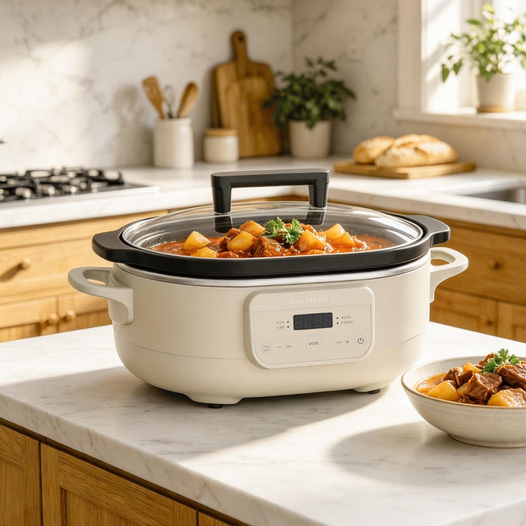 MAGNIFIQUE 6 Quart Programmable Slow Cooker Removable Healthy Nonstick Pot