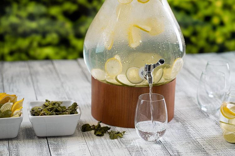 Classic Home Teardrop Clear Glass Ice Cold Beverage Drink Dispenser