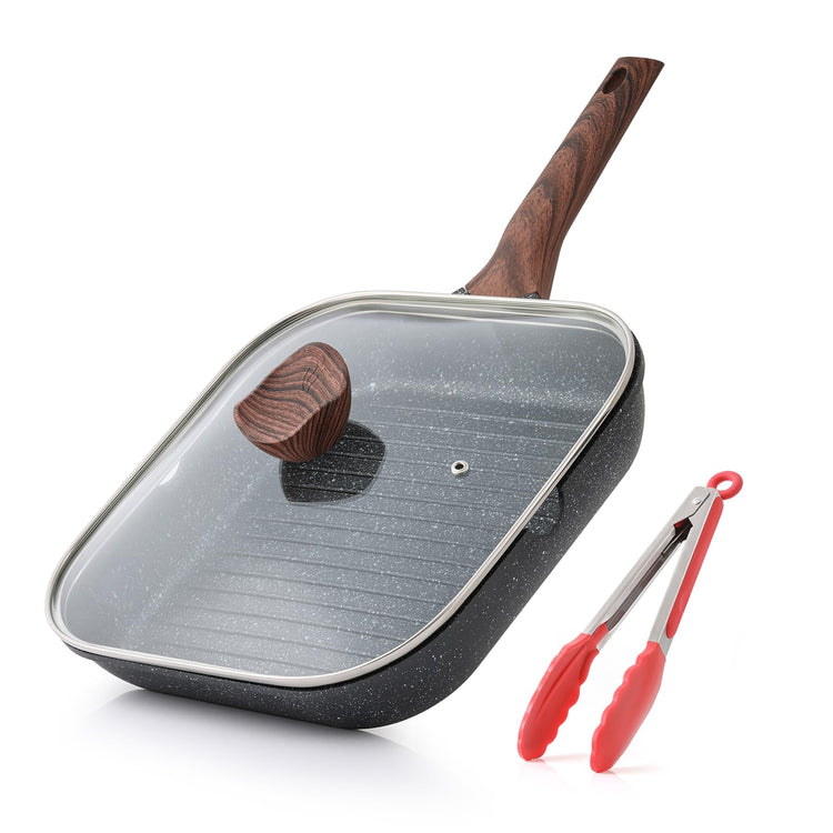 Nonstick Grilling Pan with Lid for Stove Tops