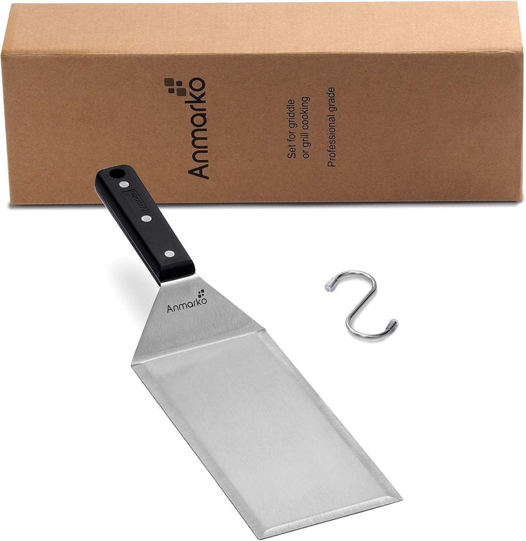 Turner 4x8 Stainless Steel Metal Griddle Spatula - Griddle Accessories 4 x 8 in Hamburger Turner Scraper - Pancake Flipper - Great for BBQ Grill and Flat Top Griddle - Commercial Grade