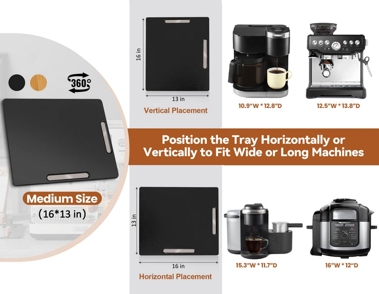 Appliance Slider for Kitchen Appliances 360° Rolling Sliding Tray for Coffee Maker Countertop