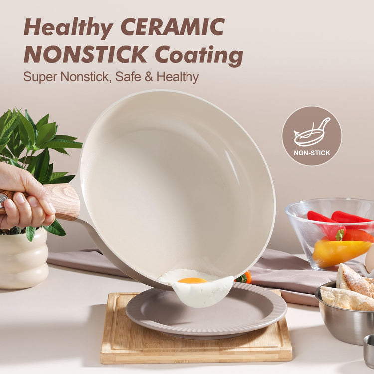 8inch Ceramic Nonstick Frying Pan Skillet with Lid