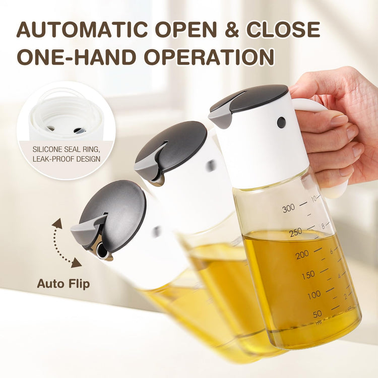 Glass Olive Oil Dispenser Bottle Set 10 oz Yellow White (2 Count)