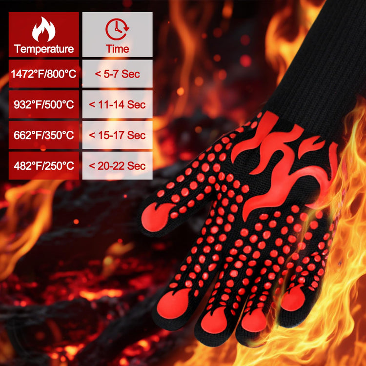 BBQ Gloves 1472 Degree F Heat Resistant Grilling Gloves Silicone Non (2 Count)