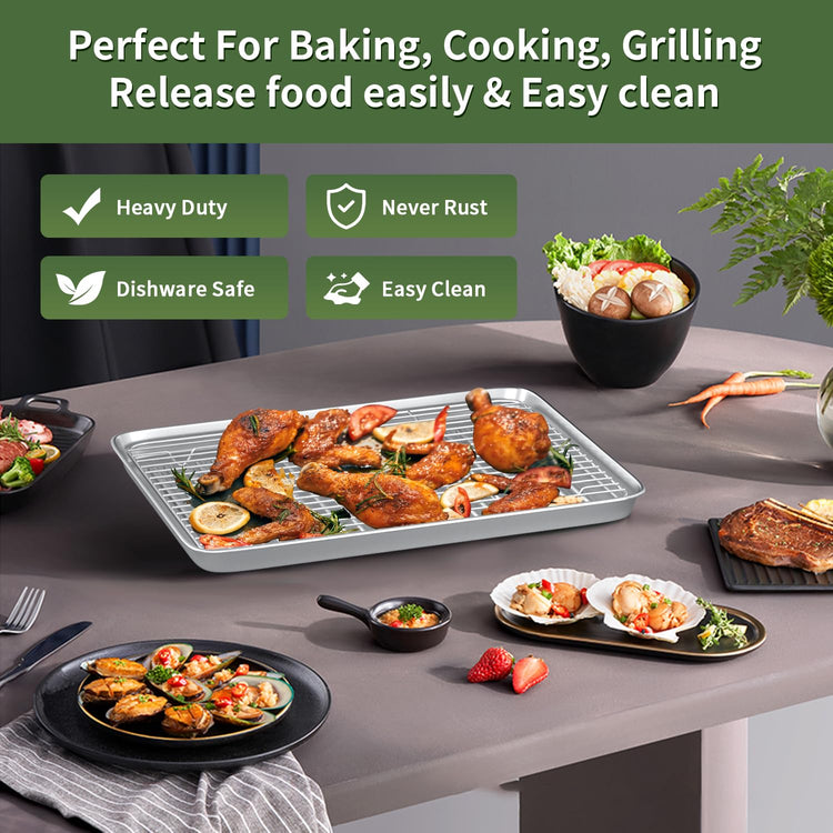 Baking Sheet with Cooling Wire Rack Set