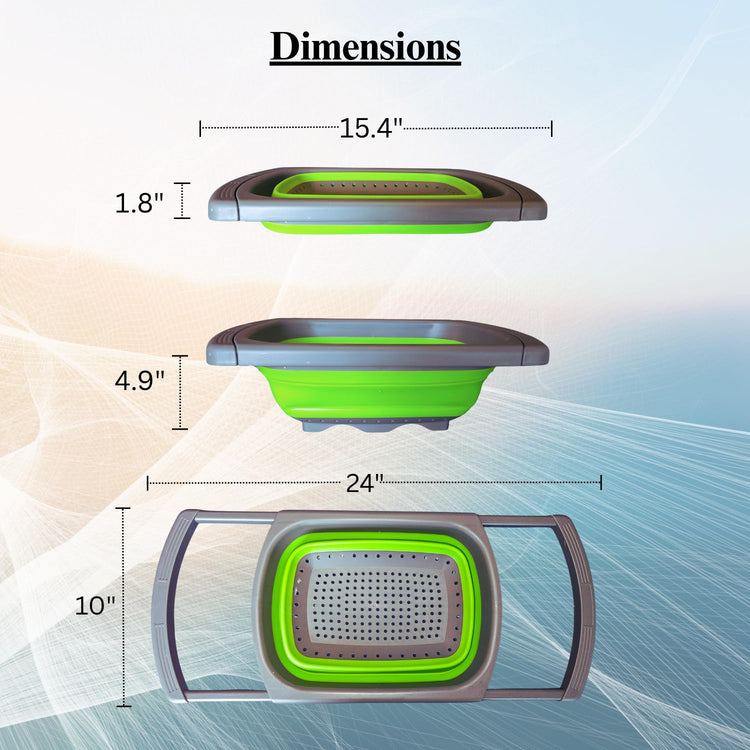 2-in-1 Silicone Strainer Set | Collapsible Colander | Over the Sink Silicone Collander With Extendable Handle | Clip-on Pot Strainer for Pots and Pans| Space-Saving, Heat-Resistant (2 Count)
