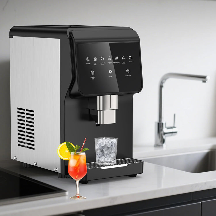 80 lbs Nugget Ice Maker with Water Dispenser Countertop Self