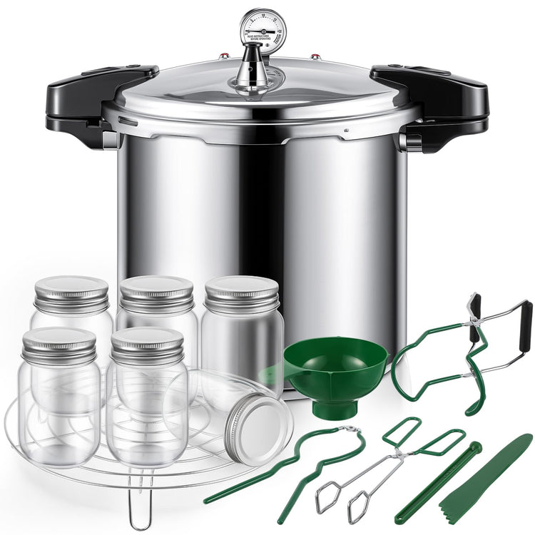24qt Pressure Cooker with 6 Mason Jars
