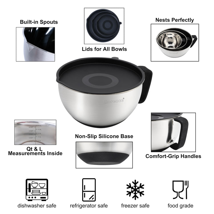Stainless Steel Mixing Bowls Set with Lids