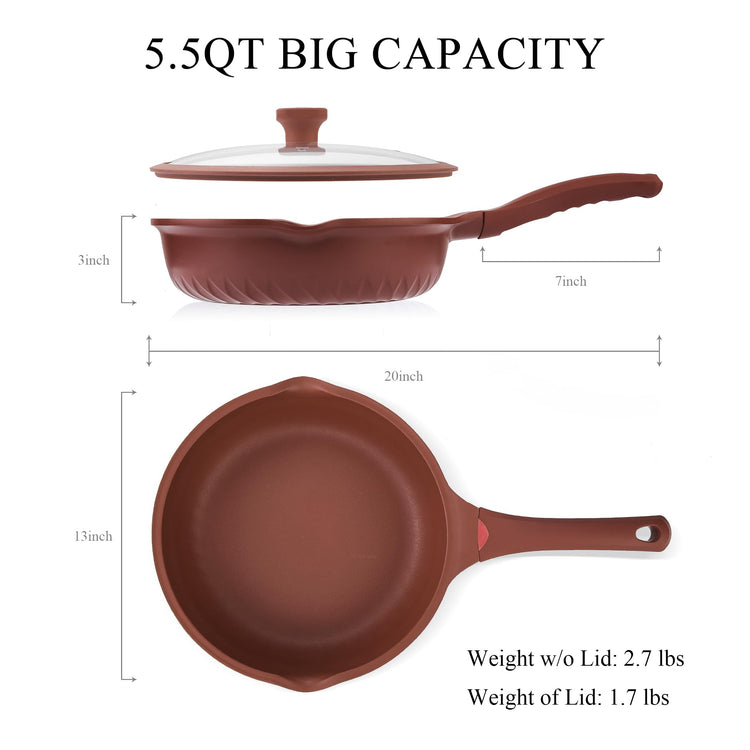 12" Terracotta Nonstick Ceramic Red Frying Pan