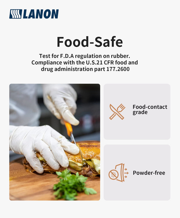 LANON Food Safe White Disposable Nitrile Gloves (100 Count)