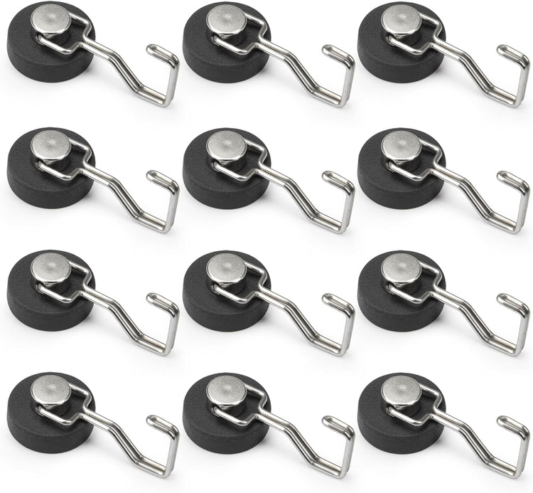 Rare Earth Strong Magnetic Hooks, Perfect for Cruise Ship Cabins and Kitchens, Waterproof Rubber Coated Magnetic Hooks(12, Sliver)