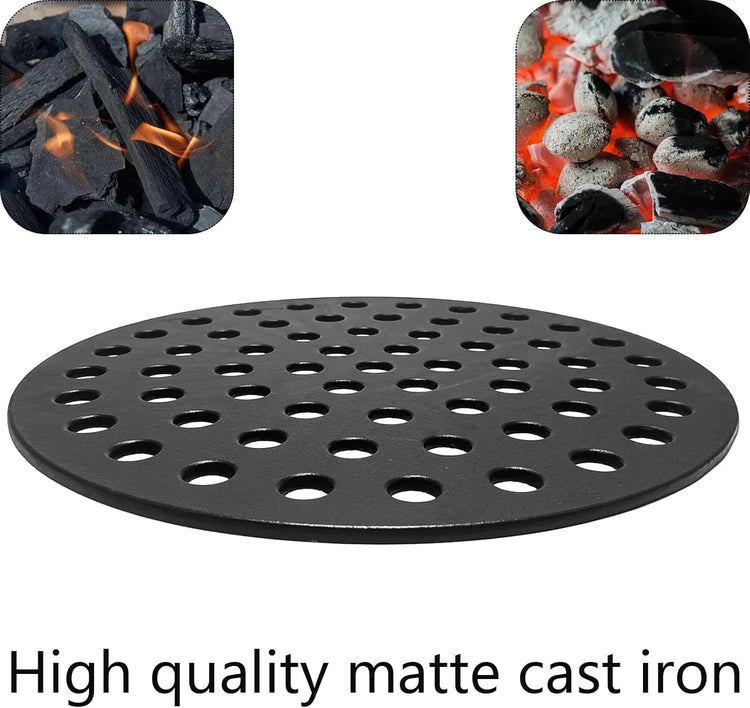 7441 Round 17" Cast Iron Fire Grate, Charcoal Grates Bottom Plate Replacement Parts for Weber 22" Kettle, One-Touch, Master Touch, Bar-B-Kettle, Performer,Big Green Egg XL Charcoal Grill
