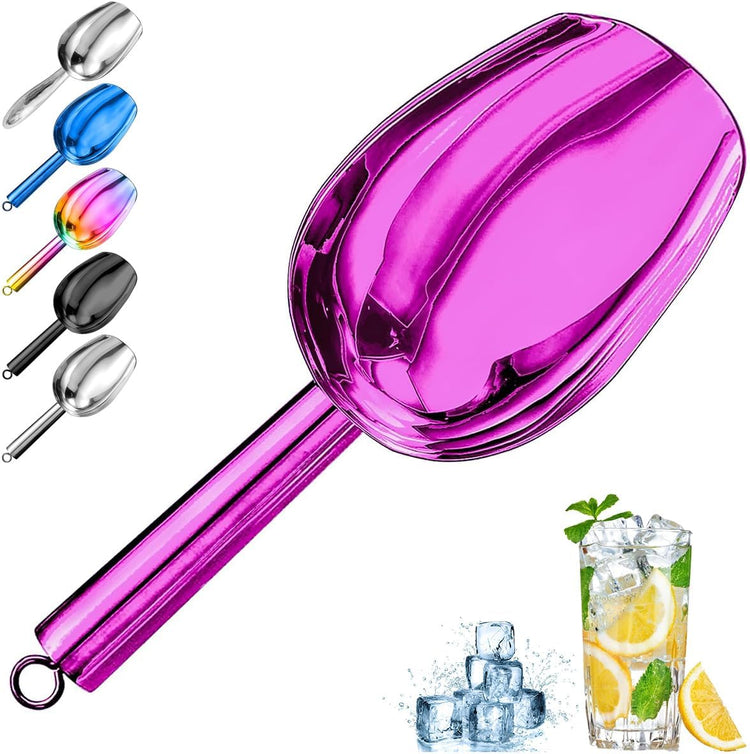 Metal Ice Scoop,Kitchen Ice Scooper for Ice Maker,Stainless Steel Small Ice Scooper for Freezer,Kitchen Gadgets Cookie Flour Pet Dog Food Scoop (purple, 3oz)