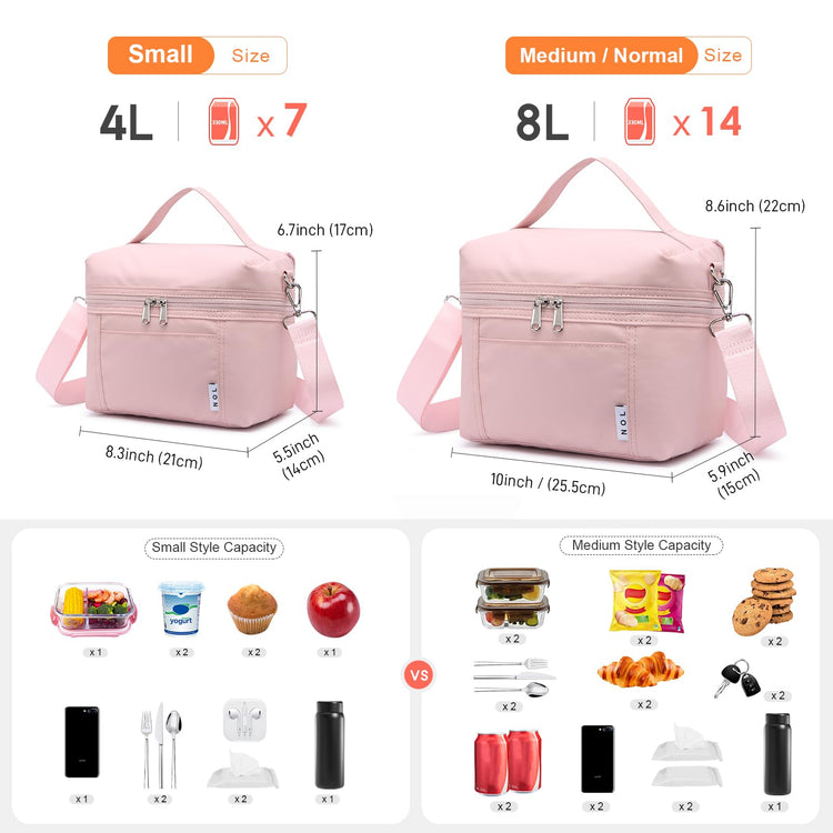 NOL Insulated Lunch Bags for Women Cooler Bag Lightweight Nylon Waterproof Lunch Box For Work